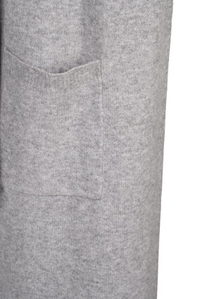 Zizzifashion Long knitted cardigan with pockets, Light Grey Melange, Packshot image number 3