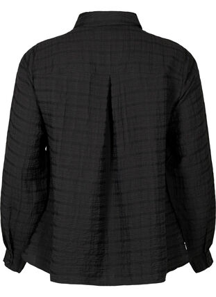 Zizzifashion Shirt with structure and ruffle detail, Black, Packshot image number 1