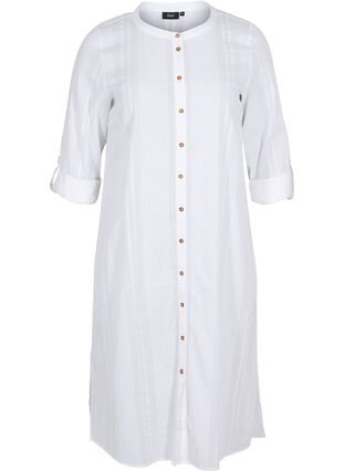 Zizzifashion Cotton shirt dress with 3/4 sleeves, Bright White, Packshot image number 0