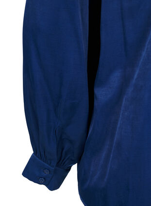 Zizzifashion Long-sleeved blouse with ruffles and v-neck, Estate Blue, Packshot image number 4