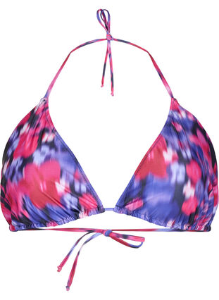 Zizzifashion Triangle bikini bra with print, Pink Flower AOP, Packshot image number 0