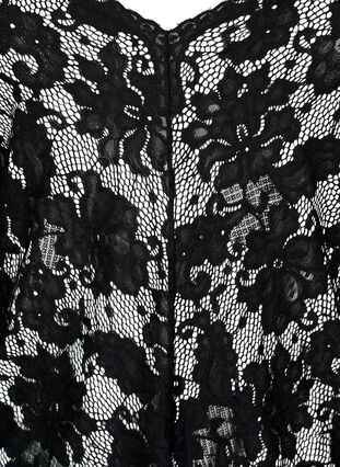 Zizzifashion Long sleeve lace blouse with V-neck, Black, Packshot image number 2