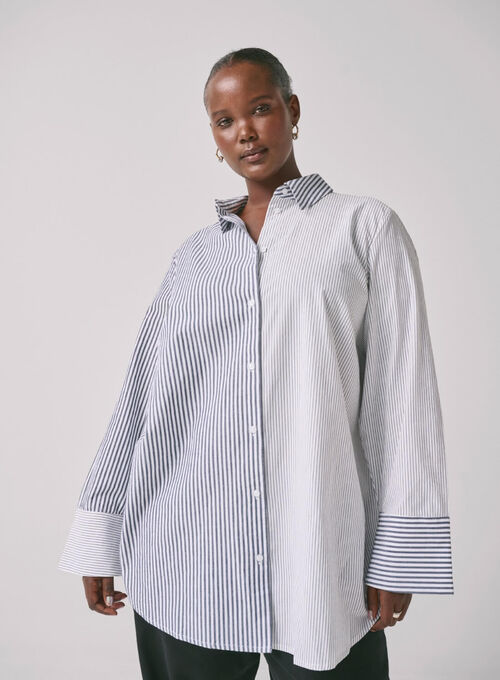 Long sleeve shirt with stripes, , Model