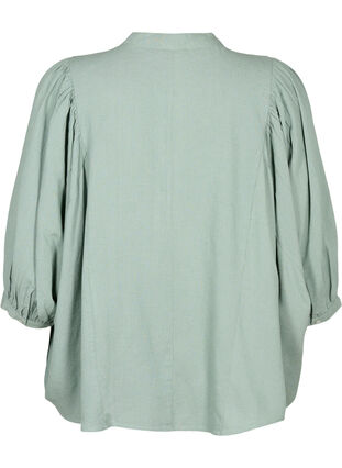 Zizzifashion Viscose-Linen Mix Shirt Blouse with 3/4 Sleeves, Chinois Green, Packshot image number 1
