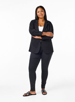 Zizzifashion Simple blazer with button closure, Black, Model image number 2