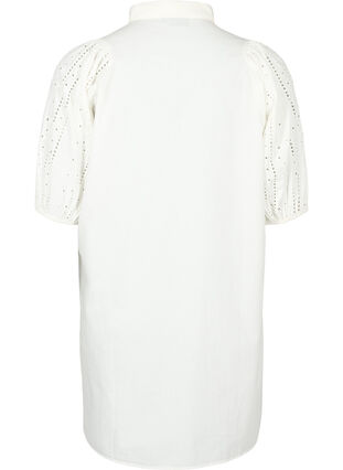 Zizzifashion Cotton shirt dress with broderie anglaise, Off White, Packshot image number 1