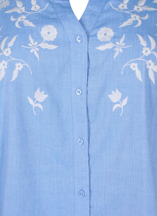 Zizzifashion Cotton shirt blouse with embroidered flowers, Vista Bl. W. White, Packshot image number 2