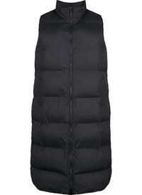 Long vest with pockets and two-way zipper