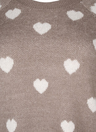 Zizzifashion Knitted jumper with hearts, Walnut Mel. Comb, Packshot image number 2