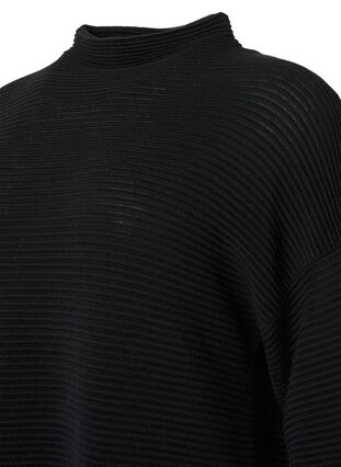 Zizzifashion Structured knit blouse with high neck, Black, Packshot image number 3