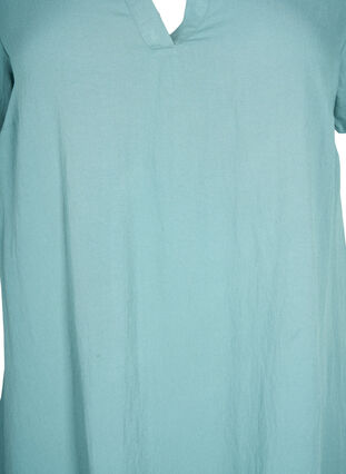 Zizzifashion Short-sleeved viscose dress with v-neckline, Sea Pine, Packshot image number 2