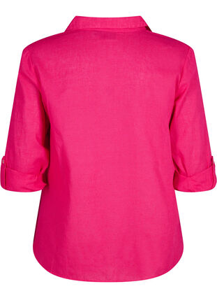 Zizzifashion Shirt blouse with button closure in cotton-linen blend, Bright Rose, Packshot image number 1