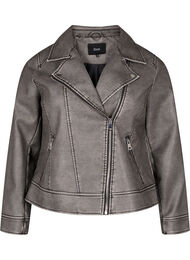 Distressed imitation leather jacket, Dark Grey Wash, Packshot