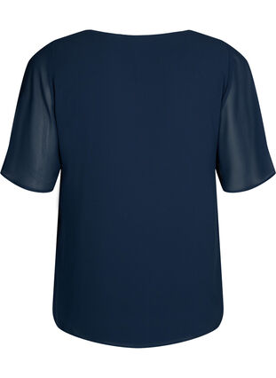 Zizzifashion V-neck blouse with short sleeves, Total Eclipse, Packshot image number 1