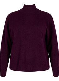 Knitted wool blouse with high neck, Potent Purple Mel., Packshot