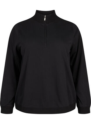 Zizzifashion High neck sweatshirt with zip, Black, Packshot image number 0