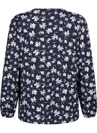 Zizzifashion Blouse with long sleeves and floral print, Night Sky AOP, Packshot image number 1