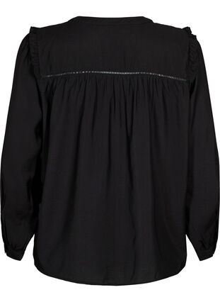 Zizzifashion Shirt blouse with ruffles and pleats, Black, Packshot image number 1