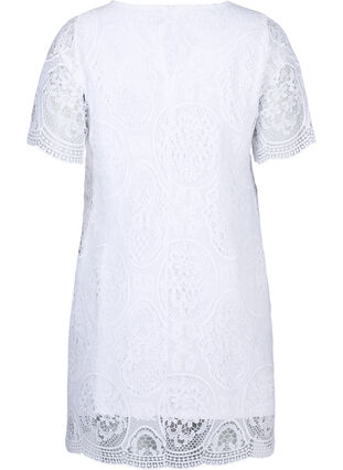 Zizzifashion Short-sleeved lace party dress, Bright White, Packshot image number 1