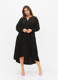 Midi dress with long sleeves, Black, Model