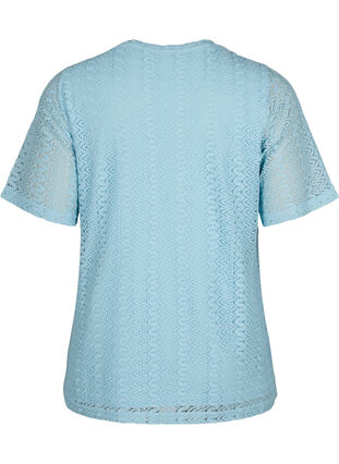 Zizzifashion Short-sleeved lace blouse with v-neck, Angel Falls, Packshot image number 1