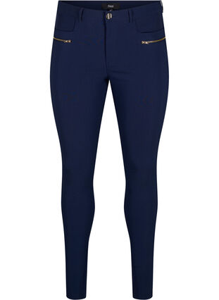 Zizzifashion Close-fitting trousers with zipper details, Night Sky, Packshot image number 0