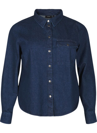 Zizzifashion Denim jacket with chest pocket, Unwashed Denim, Packshot image number 0