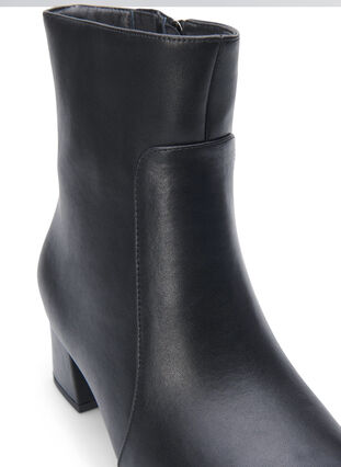 Zizzifashion Wide fit - Leather ankle boots with heel, Black, Packshot image number 3