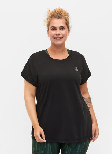 Zizzifashion Short sleeved workout t-shirt, Black, Model image number 0