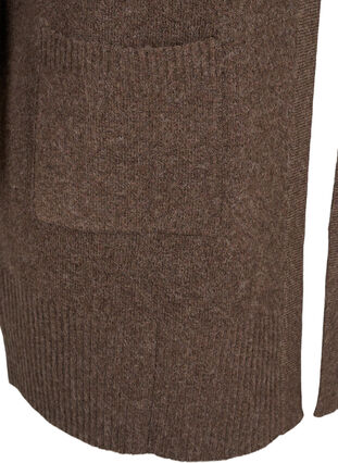 Zizzifashion Ribbed Knit Cardigan with Pockets, Espresso Mel., Packshot image number 3