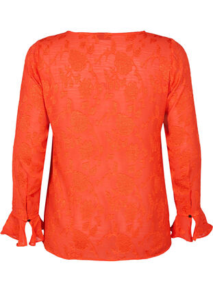Zizzifashion Long-sleeved shirt with jacquard look, Orange.com, Packshot image number 1