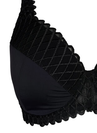 Zizzifashion Padded bra with underwire and lace details, Black, Packshot image number 2