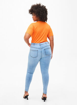 Zizzifashion Slim fit jeans with abrasion details, Light Blue, Model image number 1