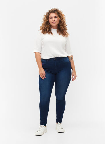 Zizzifashion Super slim Amy jeans with high waist, Blue Denim, Model image number 0