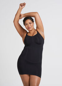 Shapewear dress with thin straps, Black, Model