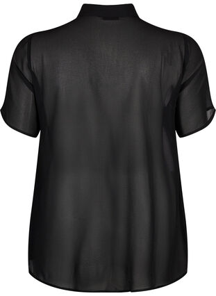 Zizzifashion Short sleeve shirt blouse with ruffles, Black, Packshot image number 1
