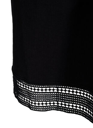 Zizzifashion Cotton dress with crochet details, Black, Packshot image number 3