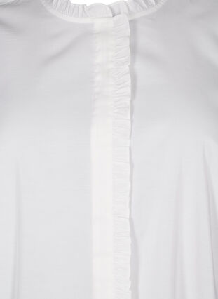 Zizzifashion Shirt blouse with ruffles and broderie anglaise, Bright White, Packshot image number 2