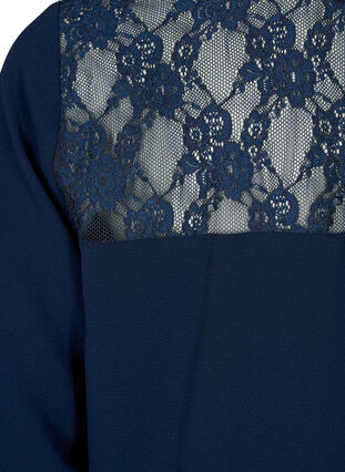 Zizzifashion Long-sleeved blouse with lace detail (GRS), Navy Blazer, Packshot image number 3