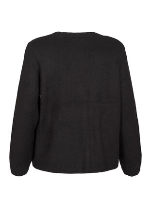 Zizzifashion Knitted cardigan with a silver bow, Black, Packshot image number 1