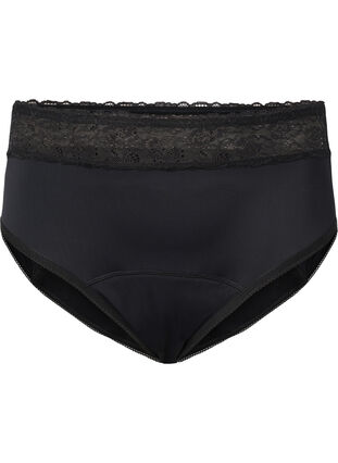 Period panties with lace - Black - Sz. 42-60 - Zizzifashion