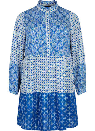 Zizzifashion A-shape dress with patterns and cutlines, Blue AOP, Packshot image number 0