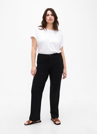 Zizzifashion Classic pants in a viscose mix, Black, Model image number 0
