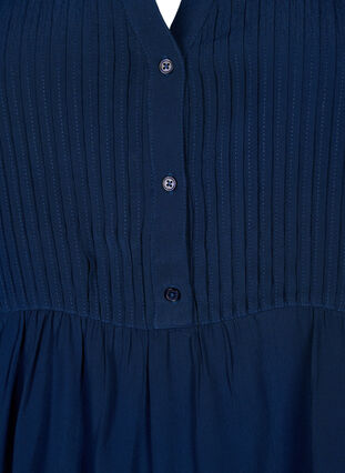 Zizzifashion Viscose blouse with short sleeves and pleats, Navy Blazer, Packshot image number 2