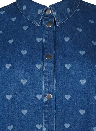 Zizzifashion Denim shirt with hearts, L. Blue D. W. Heart, Packshot image number 2