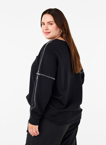 Zizzifashion Sweatshirt with contrast stitching, Black, Model image number 1