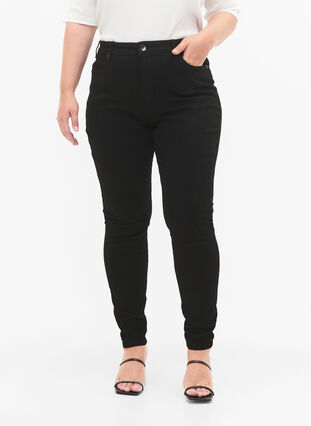 Zizzifashion Amy jeans with a high waist and super slim fit, Black, Model image number 2