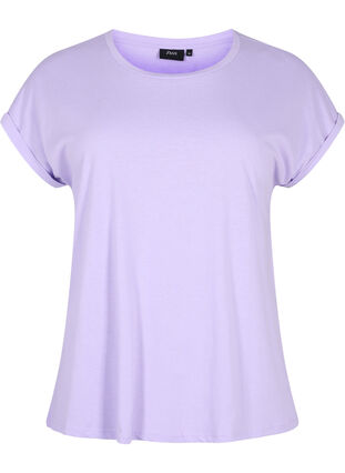 Zizzifashion Short sleeved cotton blend t-shirt, Lavender, Packshot image number 0