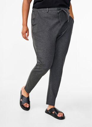 Zizzifashion Cropped Maddison trousers, Dark Grey Melange, Model image number 2