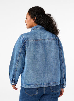 Zizzifashion Denim shirt jacket with pockets, Blue Denim, Model image number 1